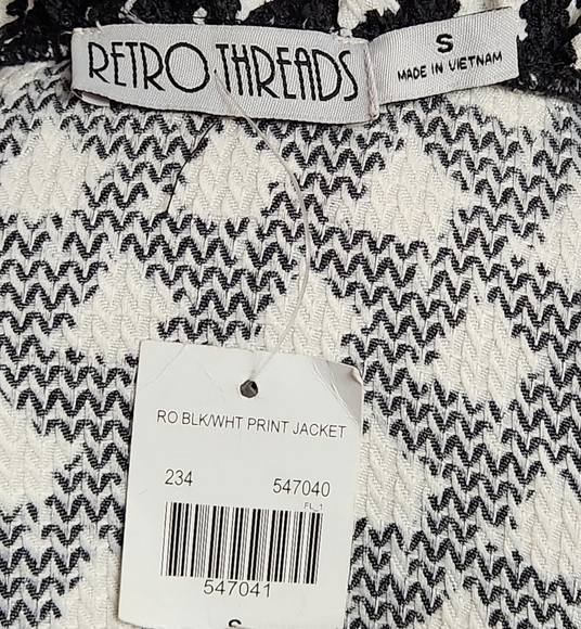 NEW Retro Threads Black & White Houndstooth Coat SMALL - Picture 8 of 11